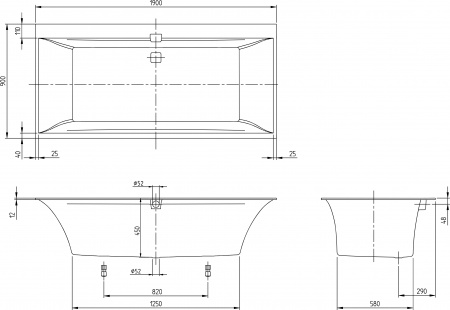   Villeroy & Boch Squaro Edge 12 UBQ190SQE2DV-01 190x90,  