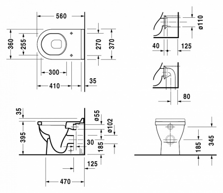 Унитаз приставной Duravit Starck 3 0124090000 Унитаз приставной Duravit Starck 3 0124090000