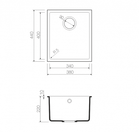   Omoikiri Bosen 38-U-WH 