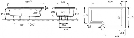 ��������� ����� Jacob Delafon Bain-Douche Neo 160x90 R + ����-�������