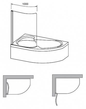 ������ �� ����� Ravak Rosa CVSK1 160/170 L Transparent, ������� �����