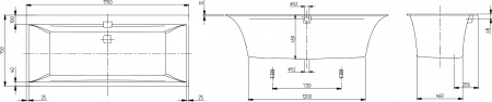 Акриловая ванна Villeroy & Boch Squaro Edge 12 UBQ170SQE2DV-RW 170x75, с ножками, слив-перелив, stone white Акриловая ванна Villeroy & Boch Squaro Edge 12 UBQ170SQE2DV-RW 170x75, с ножками, слив-перелив, stone white
