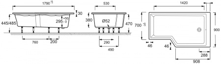   Jacob Delafon Bain-Douche Neo 180x90 R + -