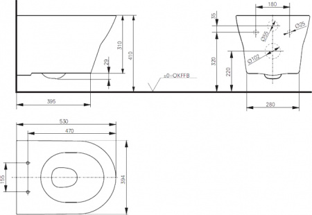    Toto MH CW162Y#XW  + -   +  Geberit Delta 458.124.21.1 3  1   