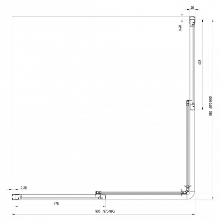   Ravak SRV2-100 S Pearl 100 