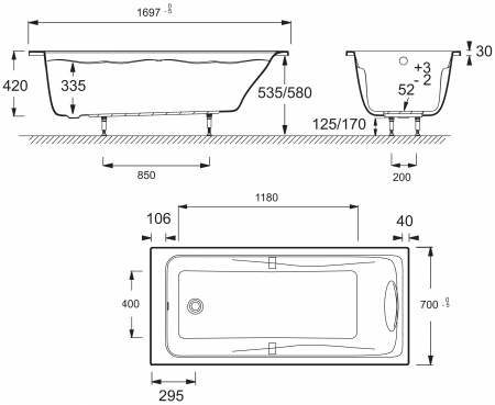   Jacob Delafon Odeon up 170x70 + -
