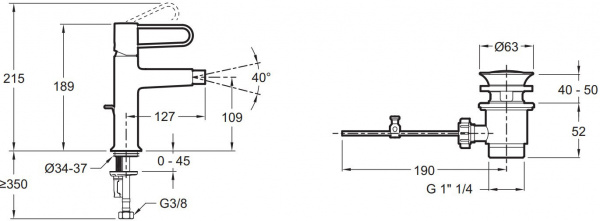  Jacob Delafon Odeon Rive Gauche E21033-CP-CP  