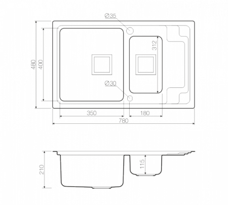   Omoikiri Mizu 78-2-L  