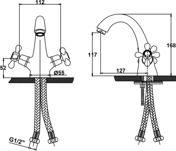 Смеситель Kaiser Carlson Style 44311-1G/An для раковины, бронза глянцевая