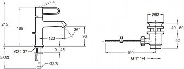  Jacob Delafon Odeon Rive Gauche E21028-CP-CP  