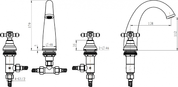 Смеситель Boheme Tradizionale Chromo 277 для раковины