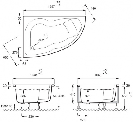 ��������� ����� Jacob Delafon Micromega Duo 170x105 L + ����-�������