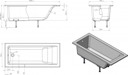 Ванна из искусственного камня Астра-Форм Нейт 160х70 Ванна из искусственного камня Астра-Форм Нейт 160х70