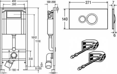 Комплект  Унитаз подвесной Villeroy & Boch O'Novo 5660HRR1 alpin, безободковый + Система инсталляции для унитазов Viega Eco plus 713386 крепления + кн Комплект  Унитаз подвесной Villeroy & Boch O'Novo 5660HRR1 alpin, безободковый + Система инсталляции для унитазов Viega Eco plus 713386 крепления + кн