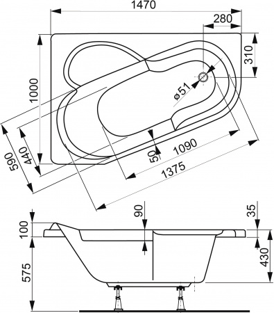   Vagnerplast Selena 150x100 L  