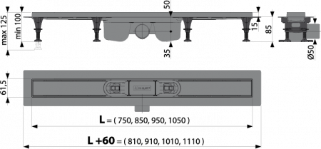 Душевой лоток AlcaPlast APZ12 Optimal 950 мм  с опорами для перфорированной решетки или решетки под кладку плитки Душевой лоток AlcaPlast APZ12 Optimal 950 мм  с опорами для перфорированной решетки или решетки под кладку плитки