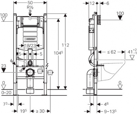    Ideal Standard Connect Air K819501  +  Geberit Duofix Sigma 12 Plattenbau 111.362.00.5    