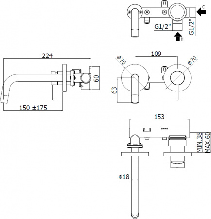 Paffoni Light LIG101HGSP70   ,  ,   