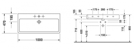 Раковина Duravit Vero 0454100000 (100 см) Раковина Duravit Vero 0454100000 (100 см)