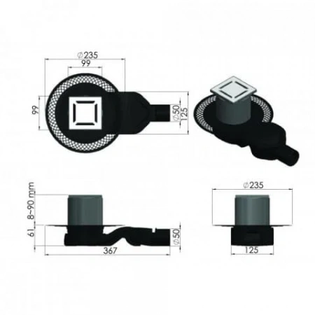 Трап водосток PLATZ Norma 100х100 нержавеющая сталь , решетка хром глянец 091158 Трап водосток PLATZ Norma 100х100 нержавеющая сталь , решетка хром глянец 091158