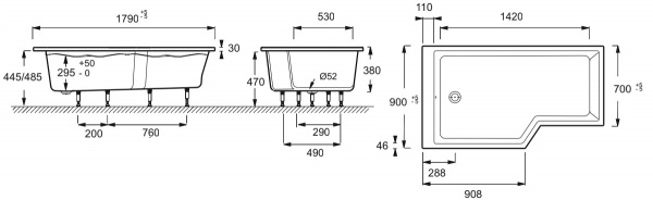   Jacob Delafon Bain-Douche Neo 180x90 L + -