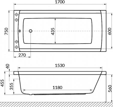   Excellent Aquaria WAEX.AQU17.RELAX 170x75