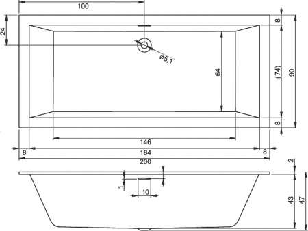   Riho Rething Cubic BD9900500000000 R, 200x90