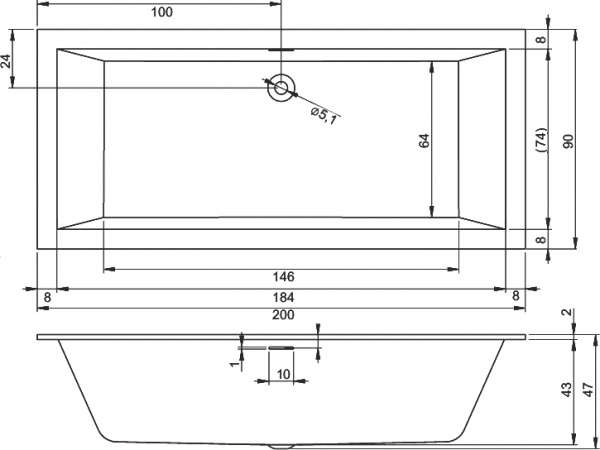   Riho Rething Cubic BD9900500000000 R, 200x90
