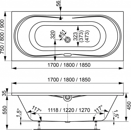   Vagnerplast Briana 170x75  