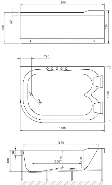   Royal Bath Norway RB331100K-R 180x120, ,  