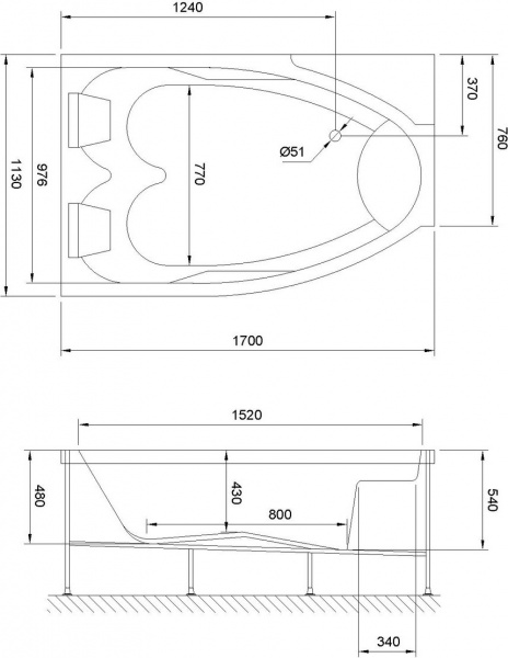   Royal Bath Shakespeare RB652100K-L 170x110  