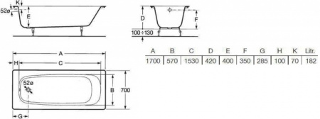   Roca Continental 21290100R 170x70 + 