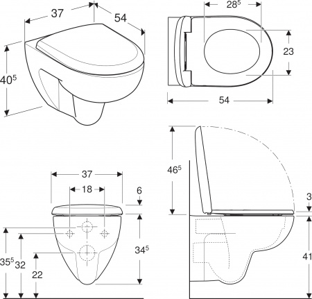 �������� ������� ����������� ��� �������� Geberit Duofix Delta 458.124.21.1 3 � 1 � ������� ����� + ������ ��������� Renova 500.801.00.1 � �����������