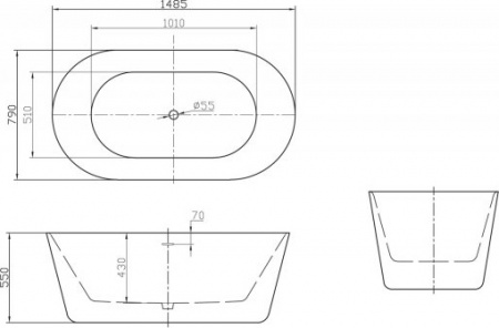Акриловая ванна BelBagno BB306-1485 150x80 Акриловая ванна BelBagno BB306-1485 150x80