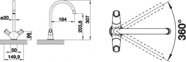 Смеситель Blanco Amona 520770 для кухонной мойки