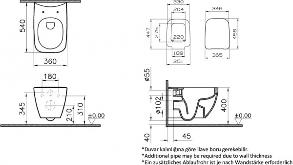   VitrA Shift 7742B003-0075   +  Geberit Duofix 458.133.21.1   