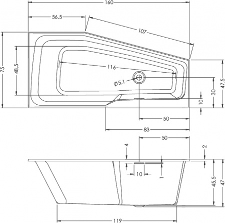 Акриловая ванна Riho Rething Space L, 160x75 Акриловая ванна Riho Rething Space L, 160x75