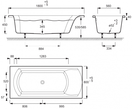   Jacob Delafon Ove 180x80 + -