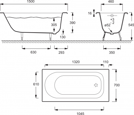   Jacob Delafon Soissons 150x70 +   -
