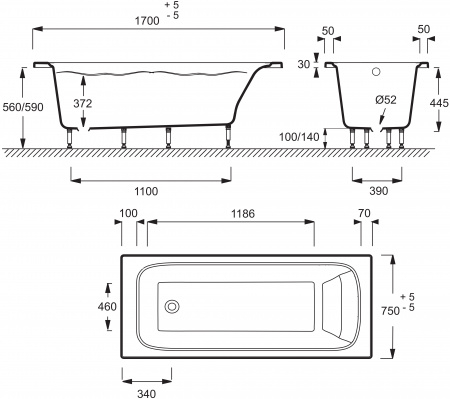     Jacob Delafon Elite 170x75