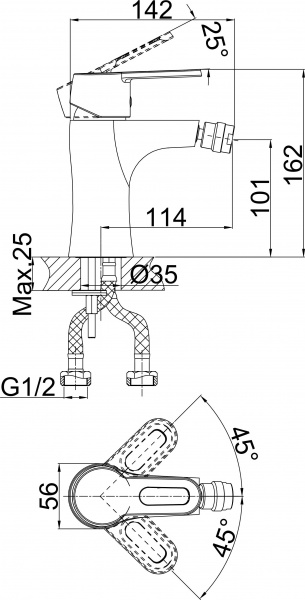 Смеситель D&K Hamburg Bayern DA1172201 для биде