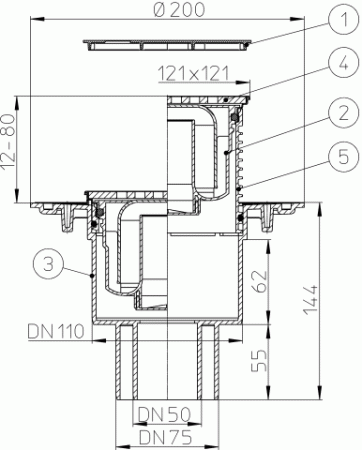 HL 310N-3124 Дизайн -трап с вертикальным выпуском DN50/75/110 HL 310N-3124 Дизайн -трап с вертикальным выпуском DN50/75/110